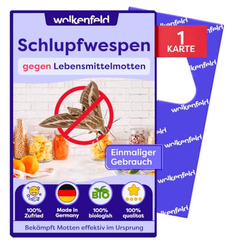 Wolkenfeld Schlupfwespen gegen Lebensmittelmotten – 1 Karte mit 1 Lieferung – Effektive & Chemiefreie Mottenbekämpfung… – Ansicht 1