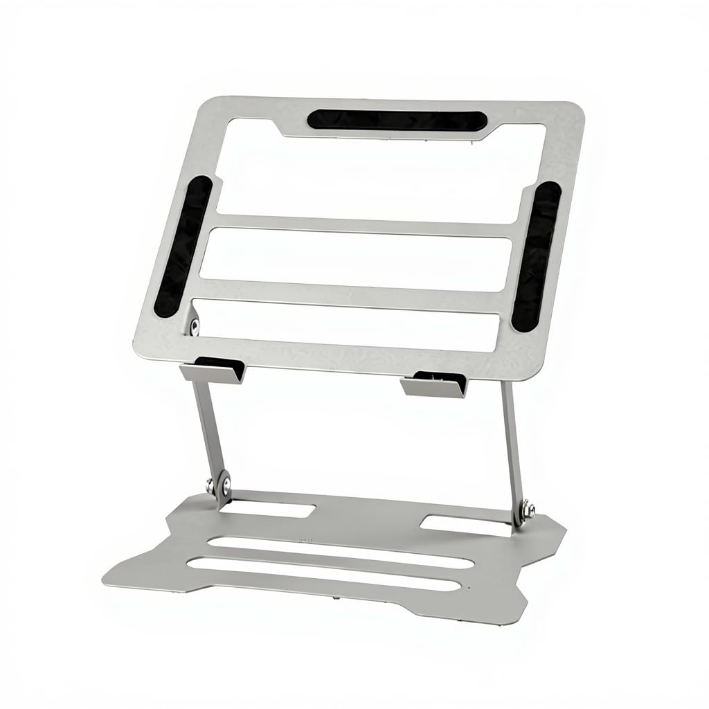 Portable Foldable Metal Laptop Tablet Stand with Cooling Lifting Frame | Steel Construction, 25×21.5×16.5 cm, 1kg, Black, Adjustable Height, Rubber Grips, Ideal for Desk Use and Travel