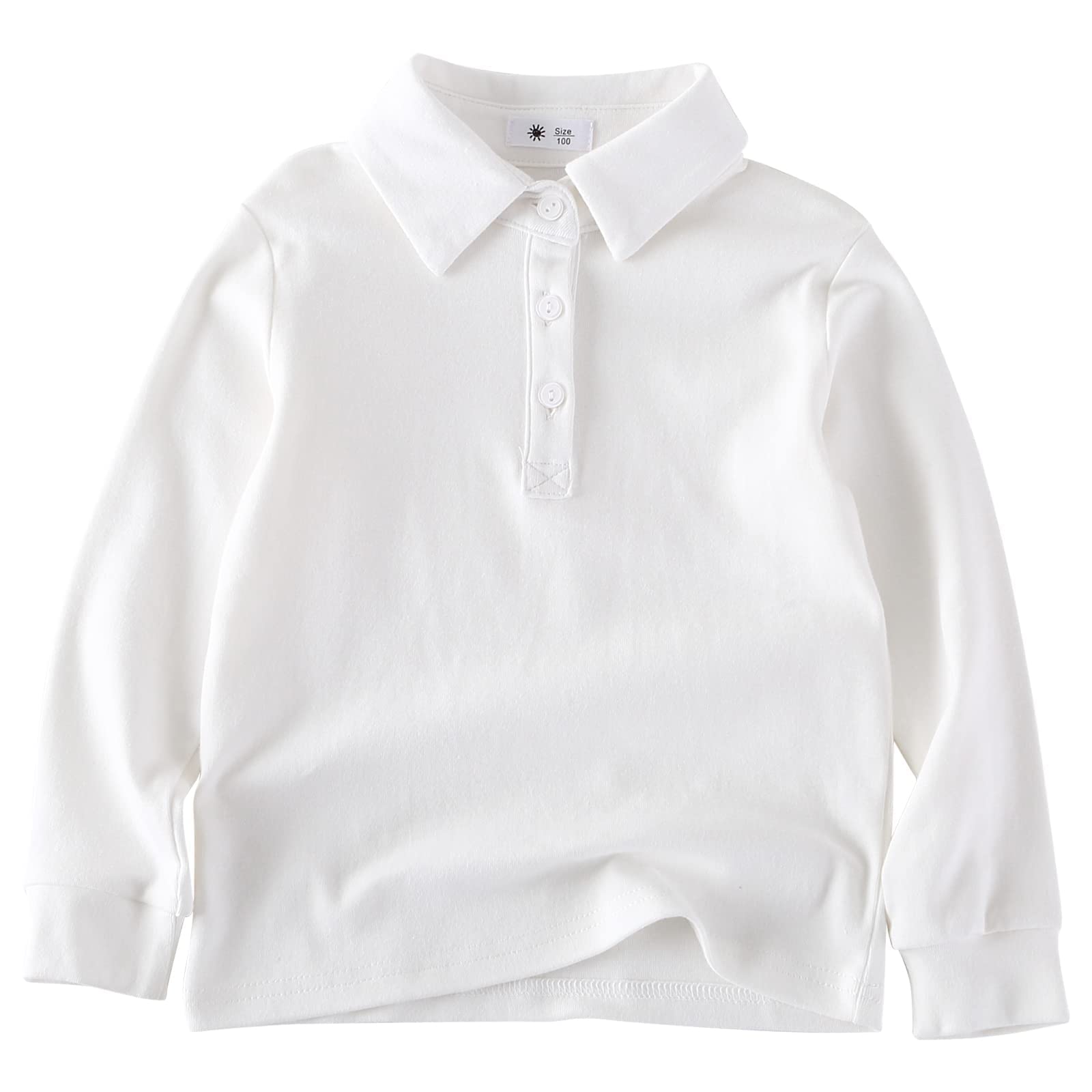 BINIDUCKLING Polo escolar de manga larga para niños y niñas, uniforme escolar de 2 a 8 años