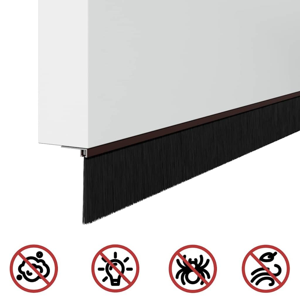 Uszczelki do szczotek drzwiowych, 6 sztuk, brązowe, 100 cm, stop aluminium, z nylonowym włosiem, do drzwi pokojowych i wejściowych, tłumiące dźwięki, odporne na warunki atmosferyczne, łatwy