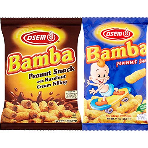 Bamba Peanut Butter Snacks All Natural Peanut Butter Pb Corn Puffs (6 Hazelnut Cream , 2.1Oz Bags + 6 Regular, 1Oz Bags) #TOP1
