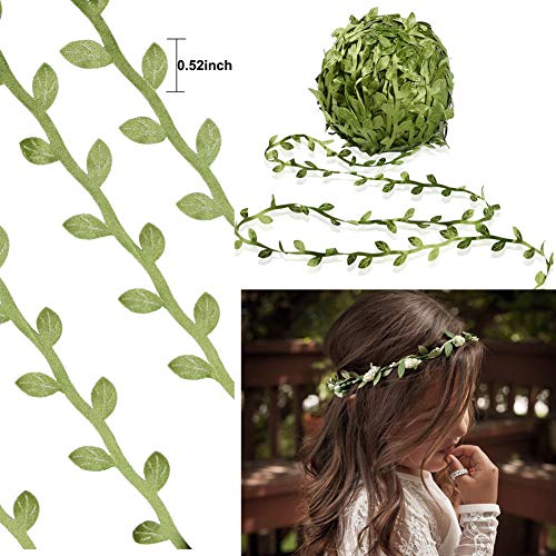 65 Ft Artificial Vines,Artificial Eucalyptus Leaf Garland Fake Hanging Plants Leaves Wreath Foliage Green Leaves Ribbon Decorative Wreath Accessory Wedding Wall Crafts Party Décor (Green-65 Ft) - Image 6