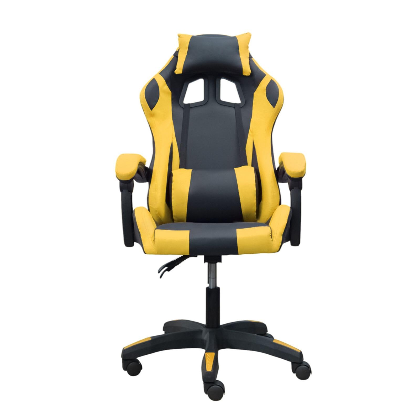 DASCK - Silla Gaming Amarilla Ergonómica Reclinable con Cojín Lumbar y Cervical | Altura Ajustable 200kg | Oficina y Juego
