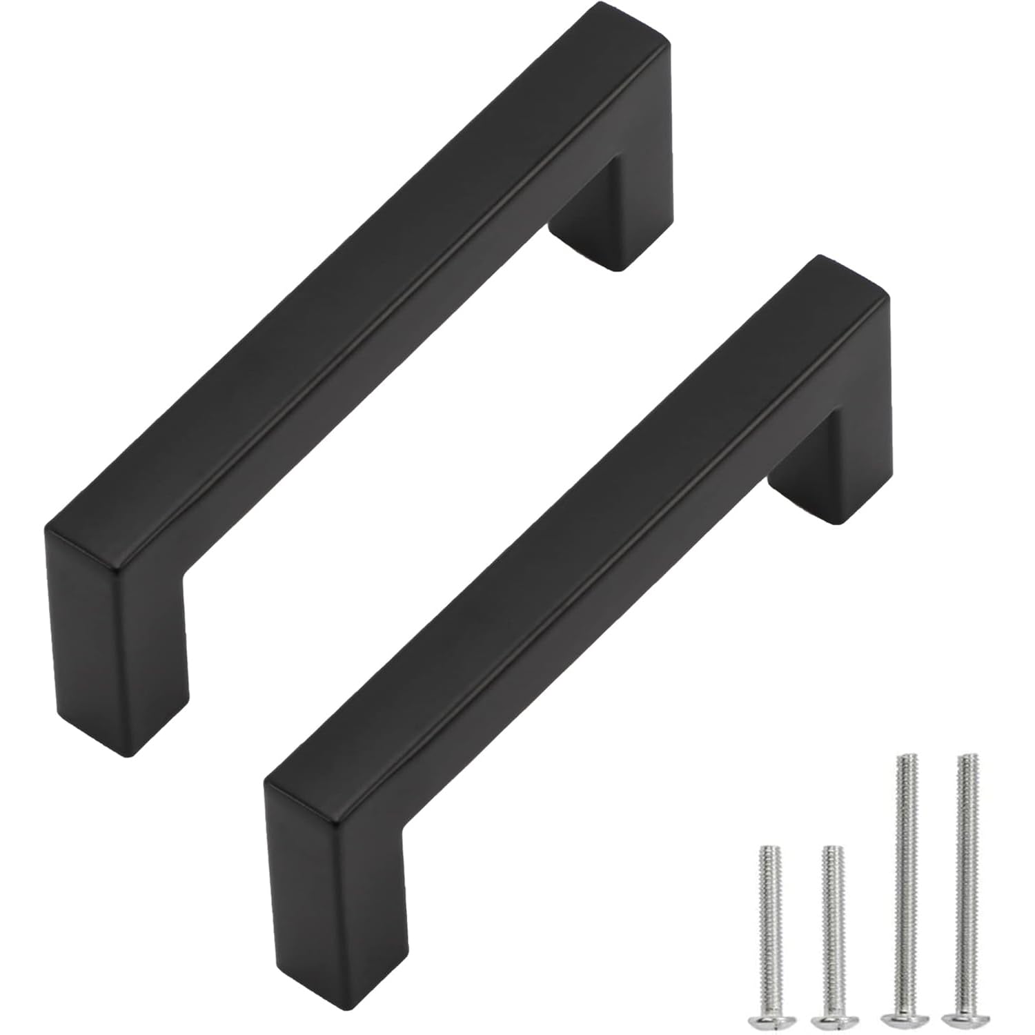 Redunest 10 Pack Matte Black Kitchen Cabinet Handles, 96mm Hole Centers