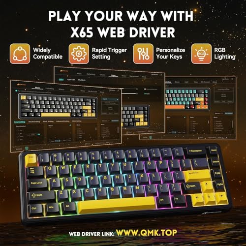 Image of ATTACK SHARK X65HE Wired Rapid Trigger Magnetic Switch 65% Mechanical Gaming Keyboard and R1 Mouse Combo,8KHZ Polling Rate,2.4Ghz Wireless /USB C /BT Lightweight Mice,18K DPI for Esport Gamer(StarBlack)