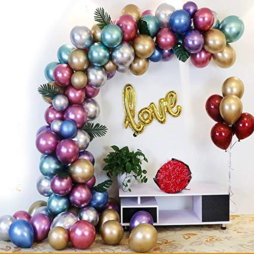 Image of Party Balloons 12inch 50 Pcs Latex Metallic Balloons Chrome Balloons Birthday Balloons Shiny Balloons Party Decoration Wedding Birthday Baby Shower Christmas Party - Metallic Multicolor