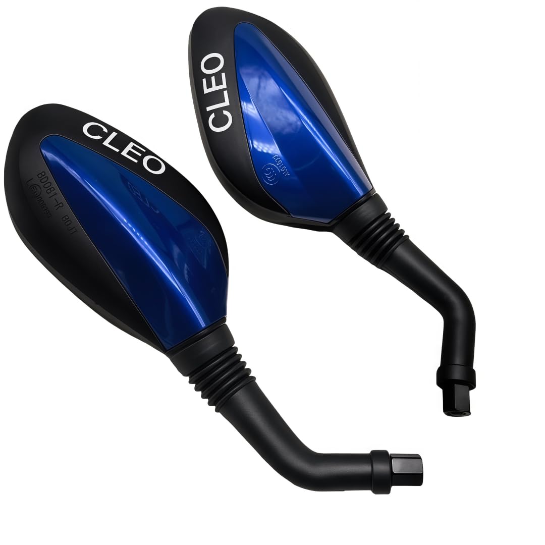 CLEO 8mm Blue Side Mirrors for GY6 50cc 125cc 150cc 250cc Chinese Scooter Moped Motorcycle Rear View Mirror