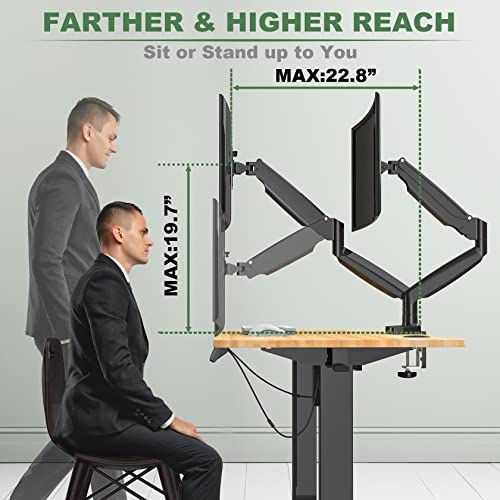 Image of UPGRAVITY Dual Monitor Mount, Dual Desk Mount for Two Ultrawide 22 inch-34 inch Flat /Curved Computer Screens, Fully Adjustable Gas Spring Double Stand Arms Hold 26.5lbs, VESA 75x75 /100x100mm