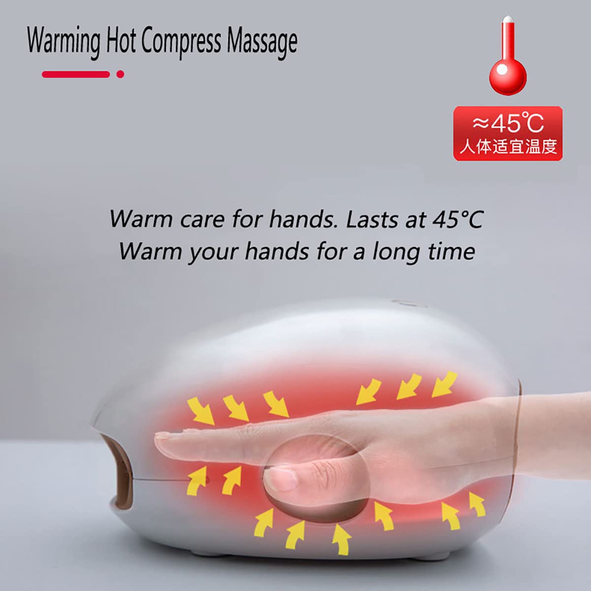 Masajeador de Manos inalámbrico de 5 W con compresa Caliente de 45 ℃, Ajuste de 3 velocidades, sincronización Inteligente, masajeador de Dedos para aliviar la tensión y la Fatiga,Pink