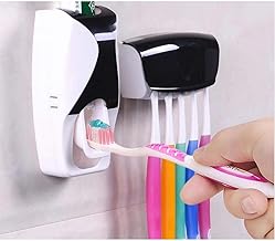 موزع معجون أسنان تلقائي يثبت على الحائط مع حامل فرش أسنان لـ5 فرش من تيلاك (متعدد الألوان)
