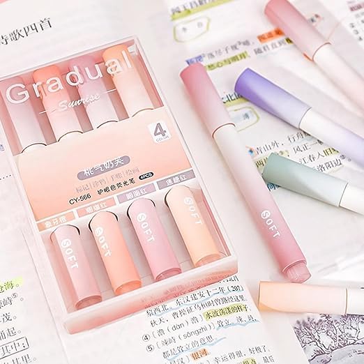 Image of RECLUSE Soft Pastel Highlighters Set of 4, Aesthetic Mild Color Highlighter Pens,Chisel Tip Smooth Ink Markers,No Bleed Bible Study Highlighters for School,Office,Journaling,Notes,Study & Planner Use