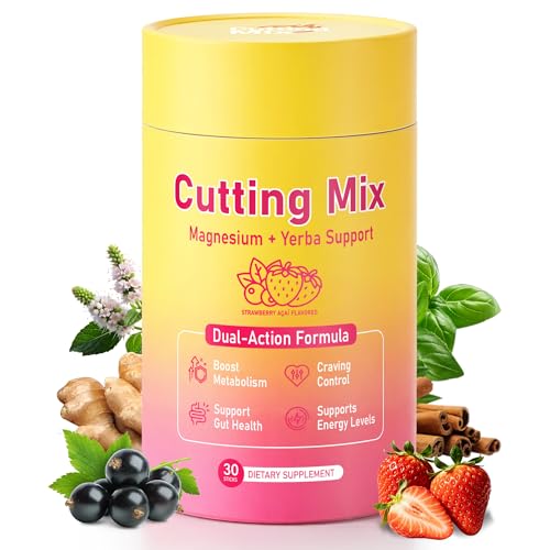 MIDDKUOO Cutting Drink Mix Dual-Action Satiety Signaling Energy & Digestive Health with Berberine Chromium FOS Yerba Mate & 5-HTP | Vegan Sugar-Free Non-GMO - 30 Sticks