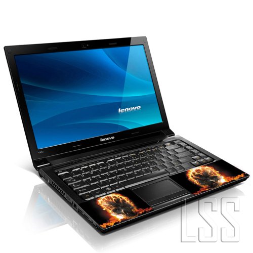 Image of LSS 17 17.3 Inches Laptop Notebook Skin Sticker with 2 Wrist Pads - Reusable Cover Protector Vinyl Sticker Cover Decal Fits 17 inch - 19 inch HP Asus Acer Samsung - Skull on Fire Pattern