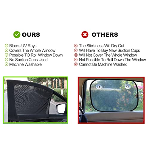 Tagmore 4 Packs Car Window Shades Universal Front And Rear Side Window Sunshades Sun Uv Visor Mesh Cover For Car Camping Trip, Full Window Semi-Transparent Privacy Shield #TOP7