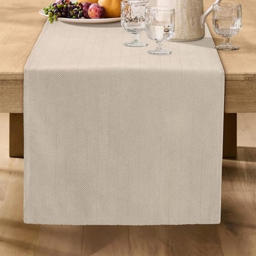 ZWJD Moderner Beige Tischläufer Waschbar Mit Elegantem Design Weich und Luxuriös Dekorativ für Wohnzimmer Esstisch Innendekoration Küche Urlaub & Party Dekor 40x140 cm