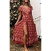 ZESICA-Womens-Bohemian-Floral-Printed-Wrap-V-Neck-Short-Sleeve-Split-Beach-Party-Maxi-Dress ZESICA Women's 2024 Bohemian Floral Printed Wrap V Neck Short Sleeve Split Beach Party Maxi Dress,Lychee Red,Medium