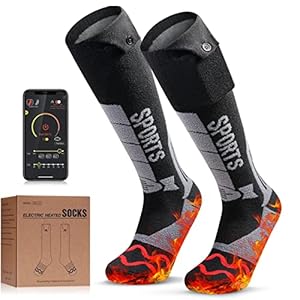 Calzini Riscaldati,Calze di Riscaldamento Ricaricabili 5000 mAh, calze riscaldate con 3 Impostazioni di Calore, calze riscaldabili a Batteria Donna Uomo per Campeggio Sci Pesca Caccia