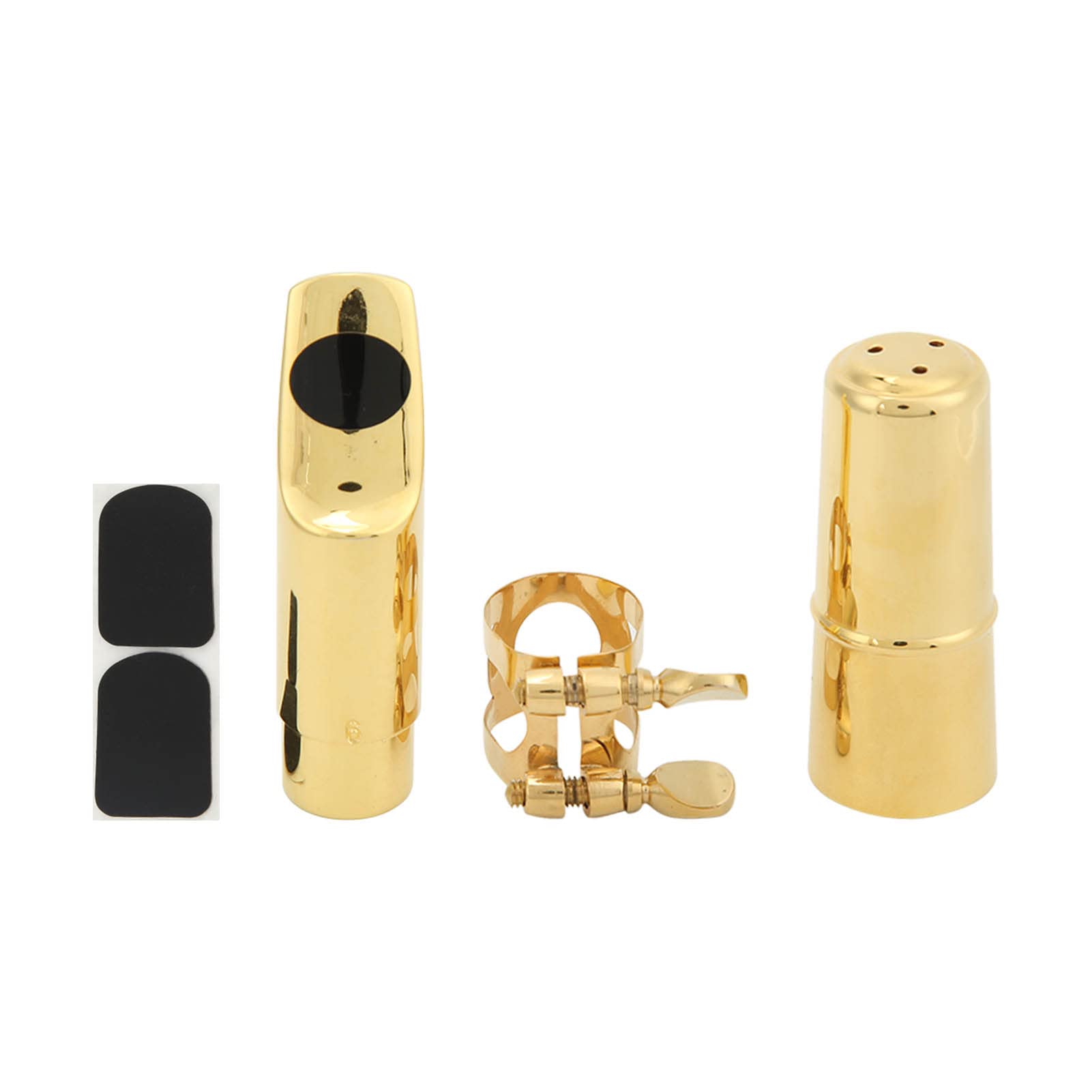 Golden Metal Saxophone Mouthpiece Kit with Cap and Cushions, Compact Musical Effect, Melodious Sound, sturdy Quality for Alto Sax and Other Saxophone Instruments (Slogan No. 6)