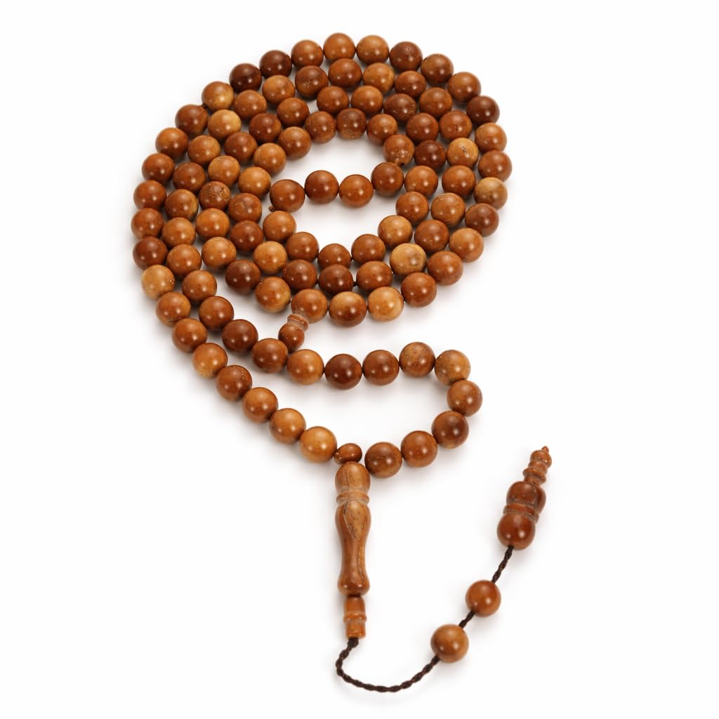Natural Kuka Wood Tasbih – 99 Beads Misbaha Prayer Beads for Salah & Dhikr, Smooth & Durable, with Premium Gift Box – Perfect Ramadan/Eid, Hajj & Umrah Gift for Men (Father/Husband/Boyfriend) (MULTI)