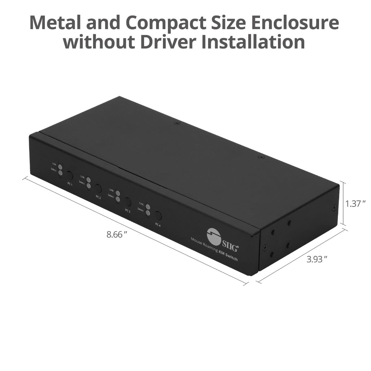 SIIG Interruptor de control de itinerancia de teclado y mouse de 4 puertos con hub USB 2.0, interruptor KM, compatible con Windows, Mac y Linux, teclas de acceso rápido, compatible con TAA (JU-SW4311