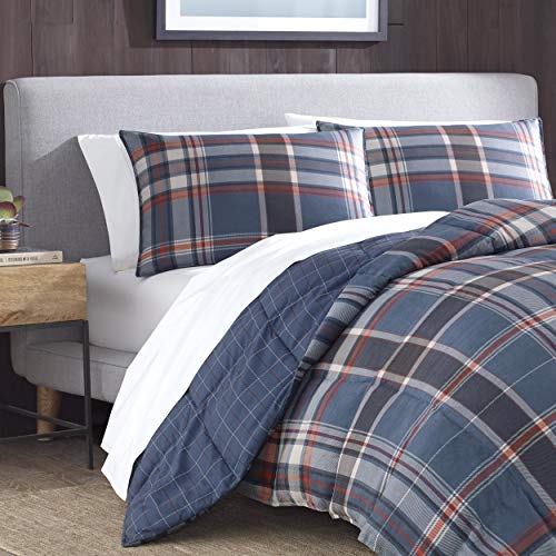 Image of Eddie Bauer - Twin Comforter Set with Sham, Soft Microsuede Bedding, Down Alternative Fill, Dorm Room Essentials, Shasta Lake Navy