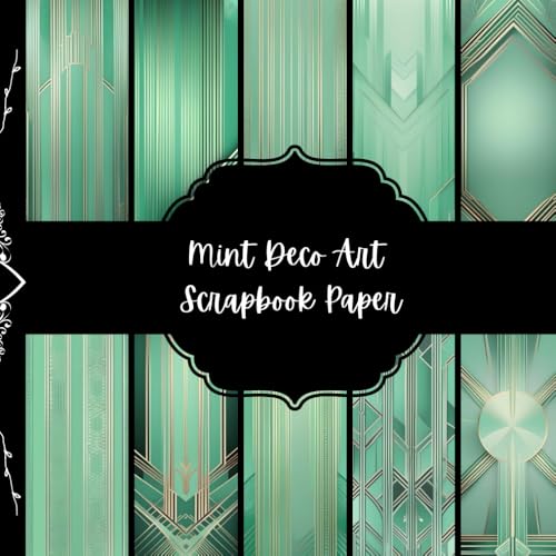 Mint Deco Art Scrapbook Paper, Green Abstract Junk Journal Paper, Elegant Decorative Paper, DIY Projects, Origami Paper, Collage Sheets, Decoupage Paper, 8,5