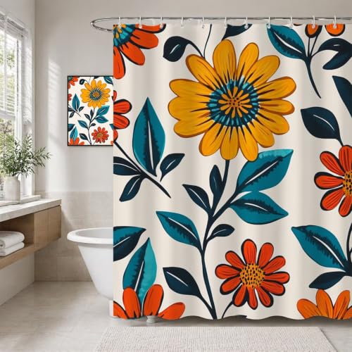 Rideau douche polyester haut de gamme lavable en machine Fleur - 2
