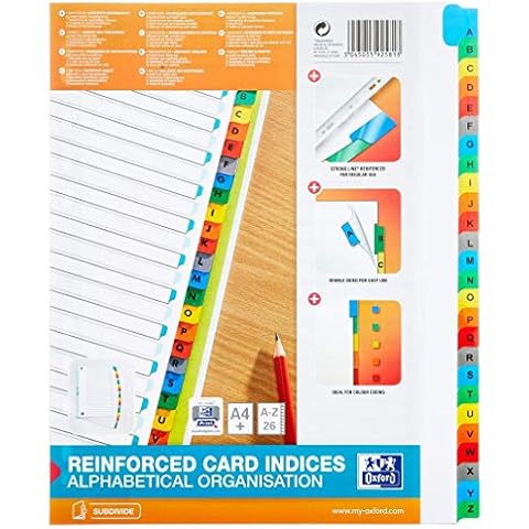 Intercalaires Alphabetiques Oxford A4+ Cover