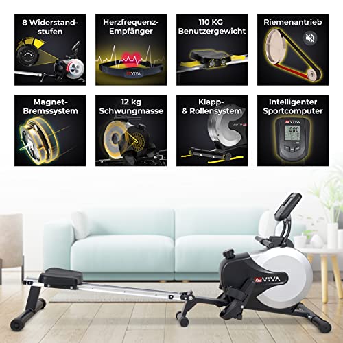 AsVIVA RA11 Rower Rudergerät für Zuhause I Manuell Verstellbarer Widerstand I Rudermaschine mit Magnetbremssysstem I… – Bild 5