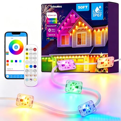 Yolsunes Permanent Outdoor Lights 50ft RGB+IC Eave Lights for House