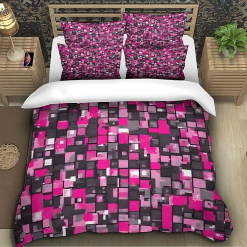 Housse de couette pixel zippée pour lit d'adolescent facile à border