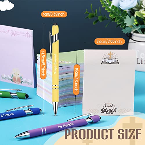 48 Pcs Christian Gifts Set Bulk Bible Verse Pens Sticky Ballpoint Quote Cute Pens Religious Motivational Note Pads for Coworkers Teacher Nurse Office Supplies(Bible Verse) - Thumbnail 2