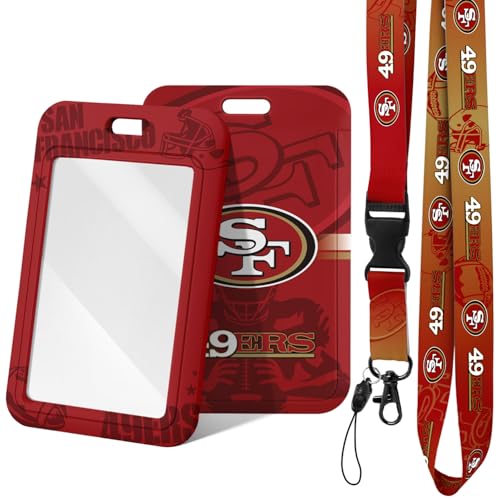 Aooble Badge Holder with Lanyard for Football Fans Hard Plastic Key Card Work Badge Sleeves School Factory ID Credit Cards Proximity Key Cards Driver Licenses and Passes