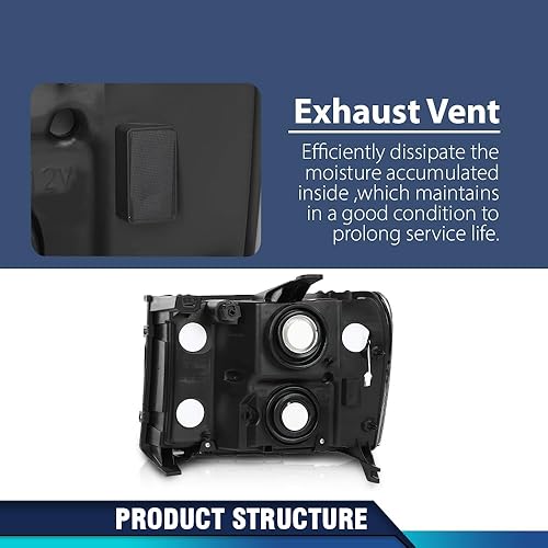Vista 92 de PIT66 Conjunto de faros delanteros compatible con GMC Sierra 1500 2500HD 3500HD 3500HD 2007-2013, faros halógenos laterales del conductor