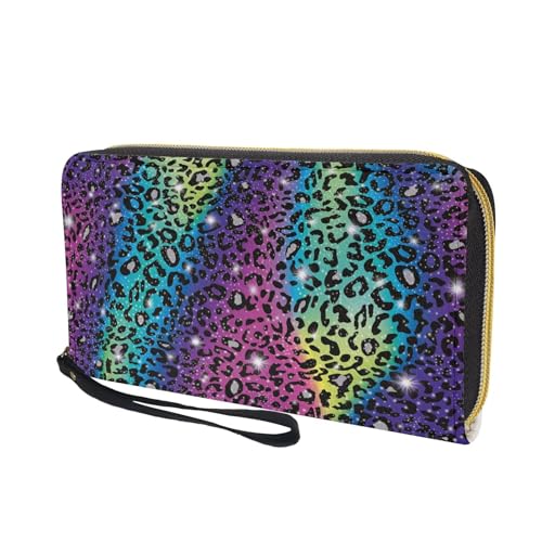 Colorful Leopard Wristlets Wallets for Womens Leather RFID Blocking Zipper Around Card Holder Organizer Travel Cluth Bags3