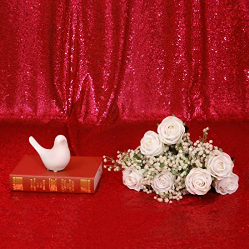 Red Sequin Backdrop Curtain,2Ft X 8Ft Sequin Photography Backdrop Curtain 2 Panels For Party Decoration, Red #TOP7