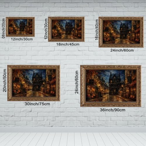 Halloween Wall Art Spooky Magical Village Canvas Decor Autumn Streetscape - 1