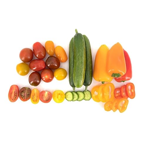 Caja Fiesta 900 g La Parcela, Una Mezcla de Cherrys, Pepino Cocktail y Minipimientos Tribelly Origen España, Andalucía, Comprar Fruta y Verdura Fresca, Producto de Cooperativa Granada La Palma