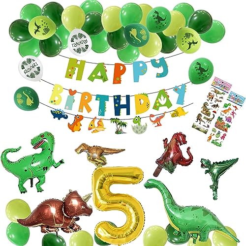 5歳 誕生日 バルーン 男の子 恐竜 誕生日 バルーン 風船 飾り付け セット 数字バルーン 5 付き 巨大 恐竜 バルーン ダイナソー セット 恐竜 ガーランド 飾り 恐竜シール2set 約35枚 付き