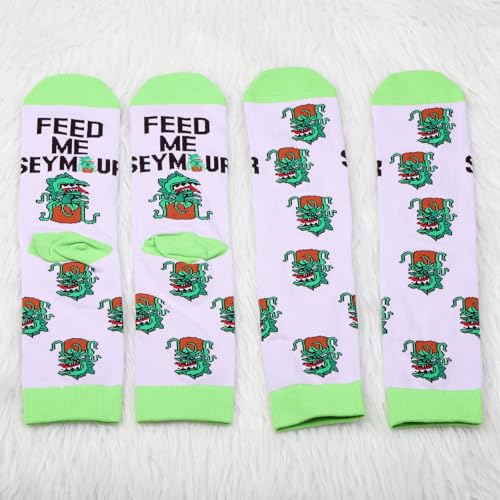 PXTIDY 2 Pairs Little S Horror Socks Horror Movie Lover Gift Feed Me Musical Sock2