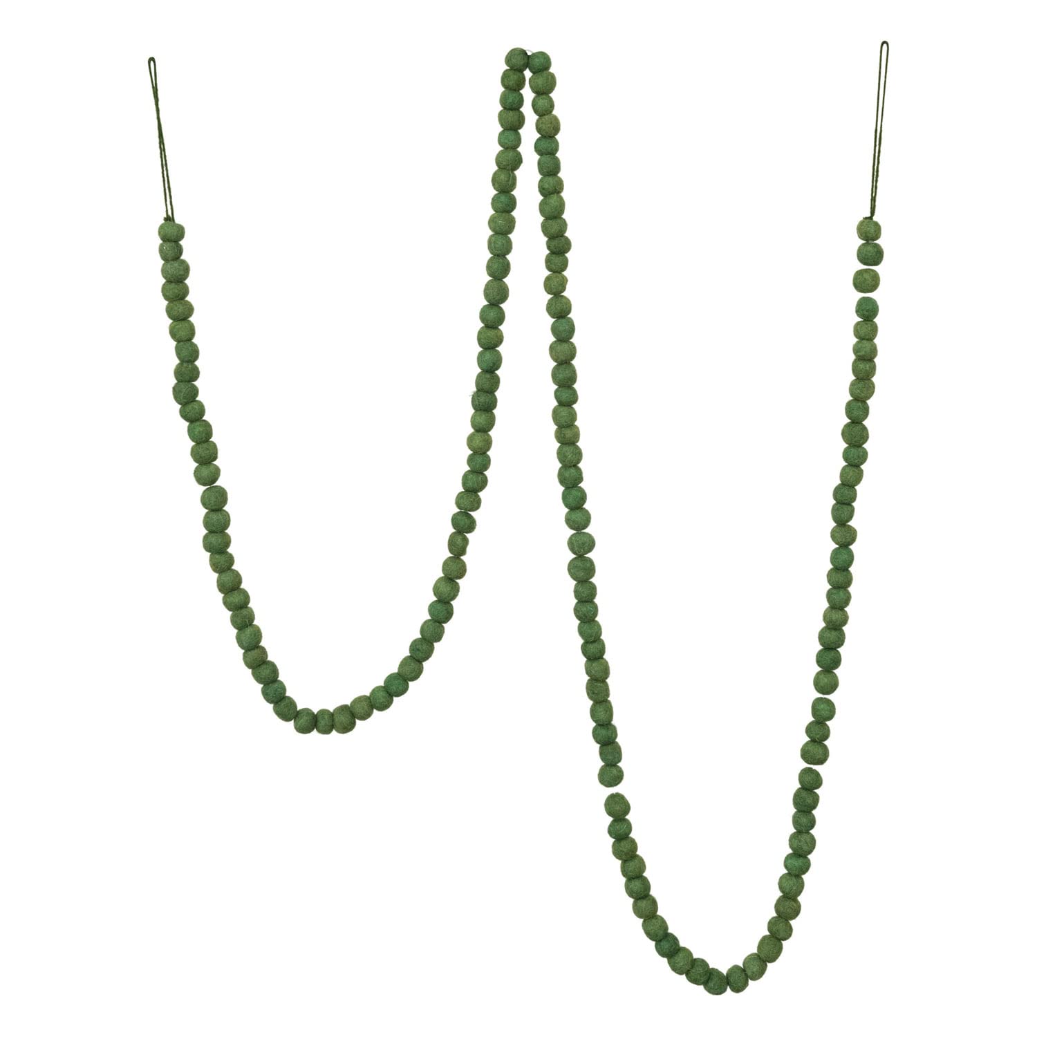 Creative Co-Op72" L Wool Felt Ball, Green Textile Garlands, x 1" W x 1" H, Multi