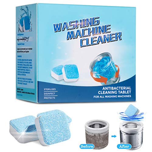 CAMTOA Solid Washing Machine Cleaner Effervescent Tablet Washer Cleaner Eco-Friendly Deep Cleaning Detergent with Triple Decontamination for Front Load and Top Load Washers ï¼ˆ12 PCSï¼‰
