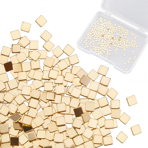 Image of CREATCABIN 400Pcs Real 24K Gold Plated Chip Solder Brass Solder Chips Flux for Jewelry Precut Tiny Ultra Low Temp Easy Welding Solder Square for DIY Jewelry Making Repair Electronic Soldering 2x2mm