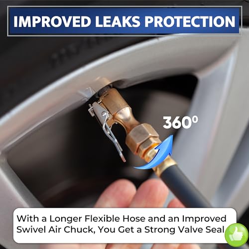 image for GERCHWAY Tire Inflator with Pressure Gauge and Longer Hose - Most Accu