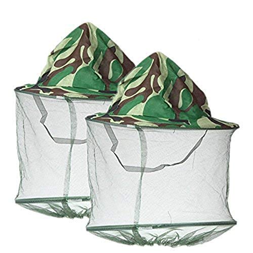 (with hat) - 2pcs Camouflage Beekeeping Beekeeper Anti-mosquito Bee Bug Insect Fly Mask Cap Hat with Head Net Mesh Face Protection Outdoor Fishing Equipment