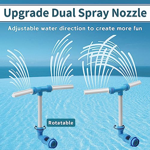 Klleyna 2 Heads Pool-Fountain For Inground Above - Waterfall Cool Down Temperature, Kids Fun Sprinkler Blue Toy, Rotating Dual Spray Pond Return Jet Attachment Accessories, Spa Decor Garden Outdoor #TOP1