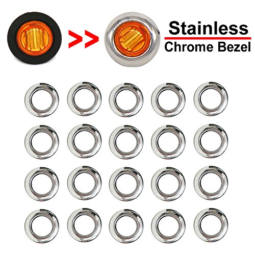 Tmh ( Pack Of 20 3/4 Inch 304 Stainless Steel Cover Mount Clearance Bullet Marker Lights, Side Led Marker Lights For Trailer Truck Rv Car Bus Van #TOP6