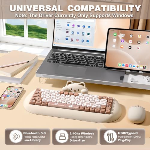 Image of YUNZII C68 Wireless Mechanical Keyboard (Brown Cat, Milk Switch)