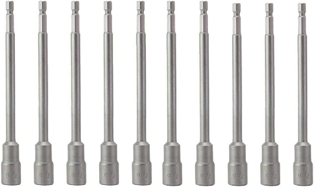 10pc 6" Long Hex Shank Quick Magnetic Nut Setter Driver 7/16" NEW,Jikkolumlukka
