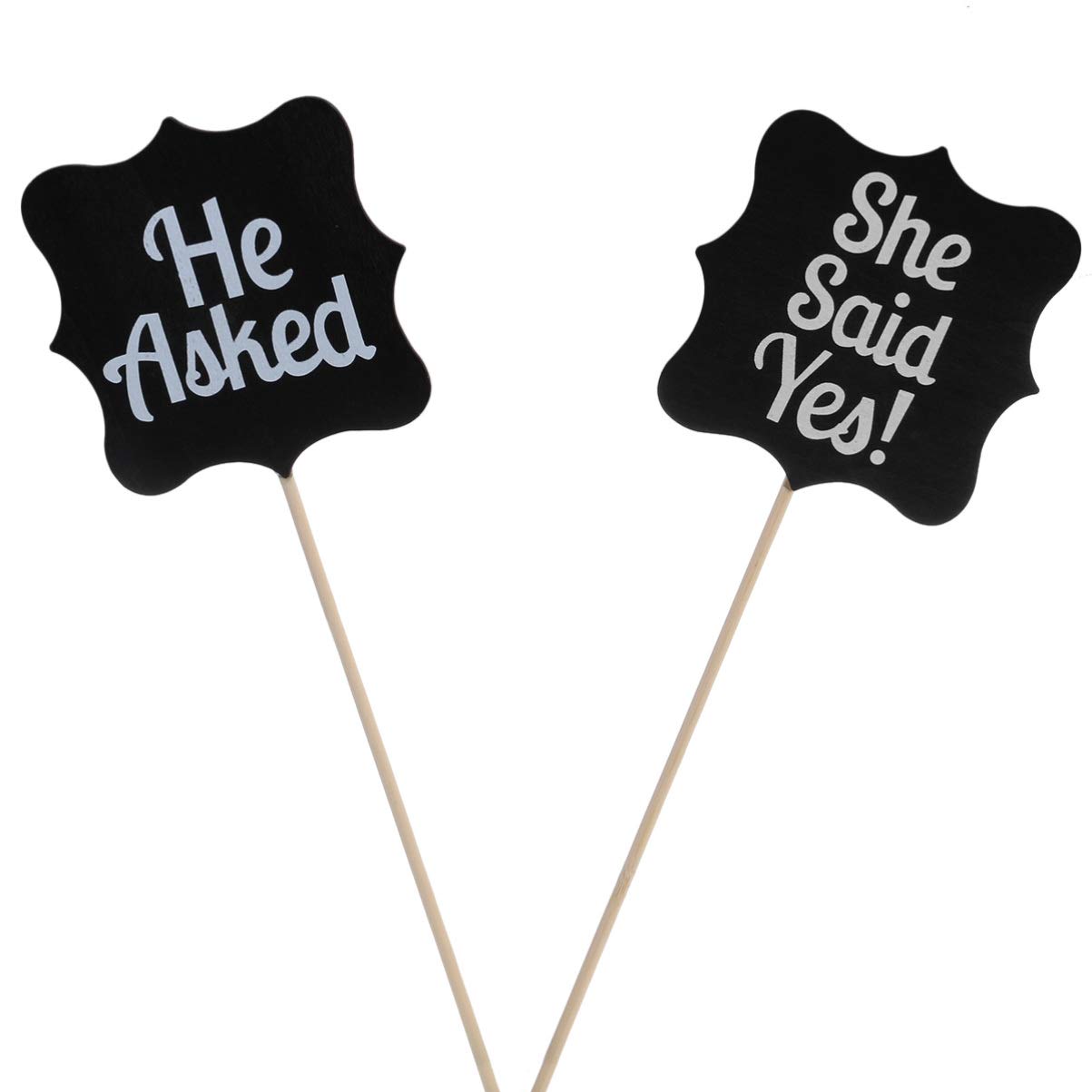 Healifty Wooden Wedding Sign Hanging Decoration Photo Booth Props He Asked She Said Yes for Wedding Engagement Valentines Day